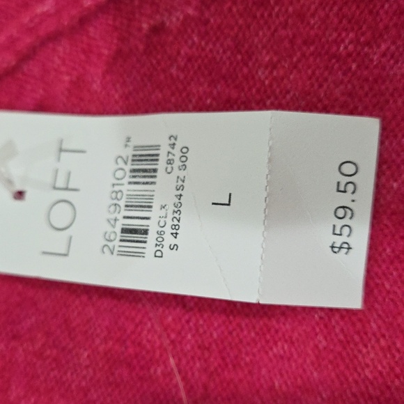 LOFT Vibrant Pink Cowl Neck Sweater - Picture 7 of 11